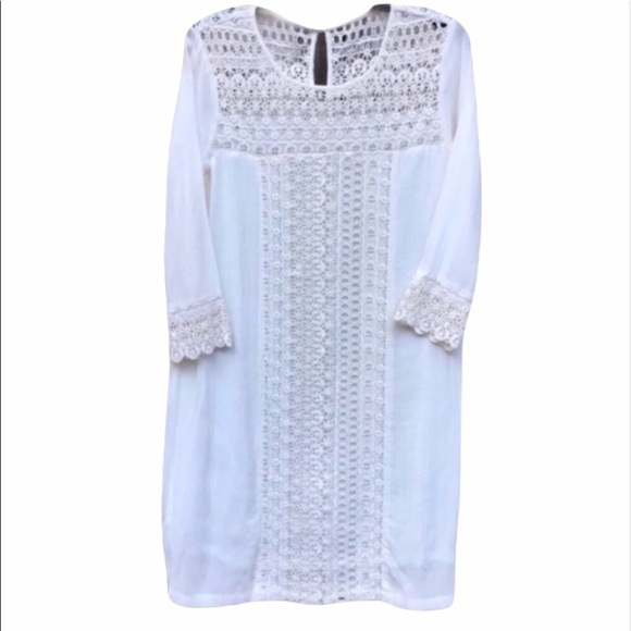 WILLOW & Clay Cream Crochet Long Sleeve Dress S - Picture 1 of 9